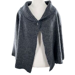 Max studio womens sweater size M grey blue houndstooth wool old money cardigan